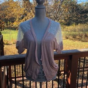 Short sleeve lace cardigan